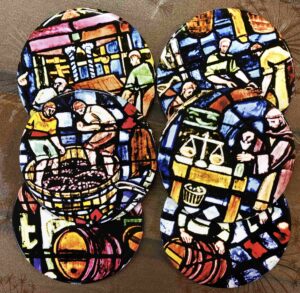 Sous-verres extraits du vitrail du champagne